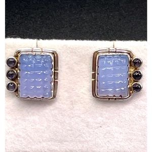 Amy Kahn Russell chalcedony and iolite earrings